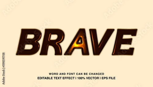 editable text effect brave glossy