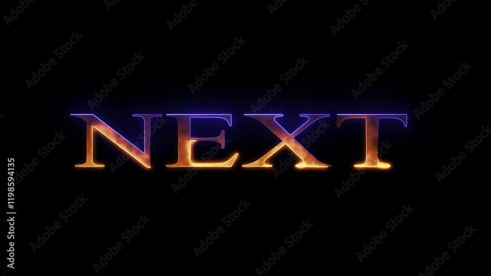 Glowing neon next text animation with black background animation video 4k.