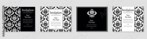 Set of abstract floral patterns. Vector seamless backgrounds. Perfect for invitations or announcements