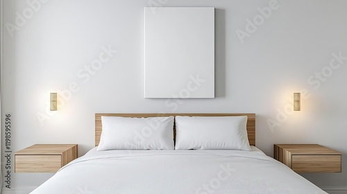 Wallpaper Mural Minimalist room interior idea. Simple, modern bedroom with a cozy bed and minimalist design elements. Torontodigital.ca