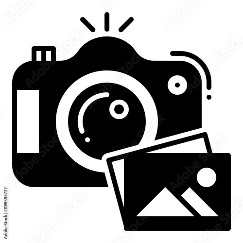 Photography Icon with DSLR Camera and Photo Print