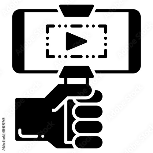 Vlogging Icon with Smartphone on Selfie Stick