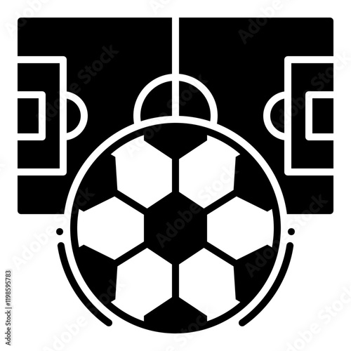 Soccer Icon with Ball and Football Field Representing Sports and Hobby