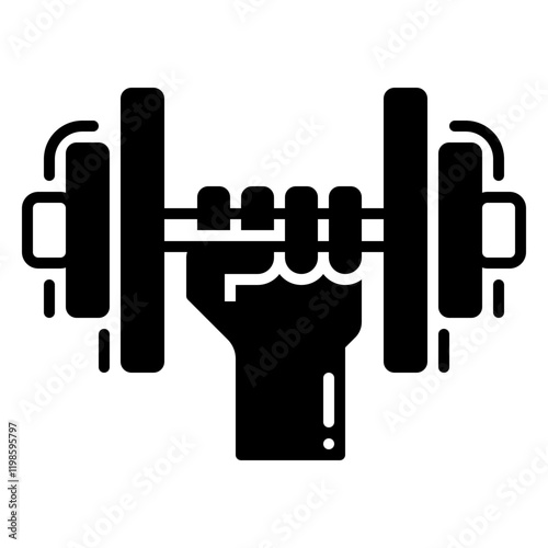Dumbbell Icon with Hand Lifting Weight Representing Fitness and Gym Workouts