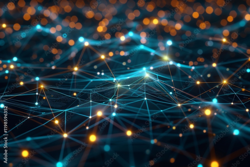 custom made wallpaper toronto digitalAbstract illustration depicting vibrant data flow through interconnected networks, showcasing a dynamic digital landscape enhanced with glowing nodes and shimmering connections during nighttime