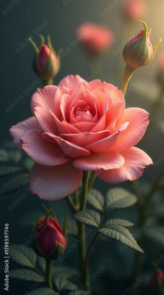 Obraz premium Realistic Flower Blooming Render