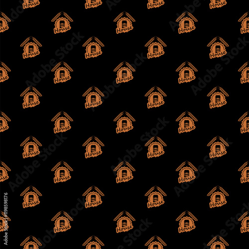 Beer house icon isolated seamless pattern on black background