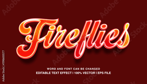 editable text effect fireflies red