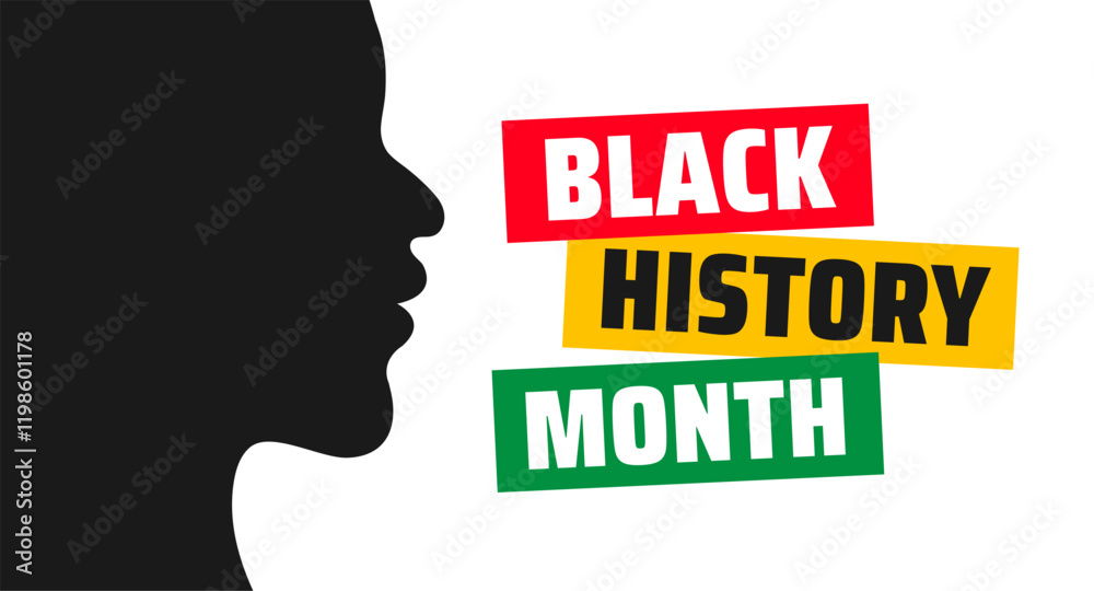 Φωτογραφία Black history month colorful lettering typography with African man design background