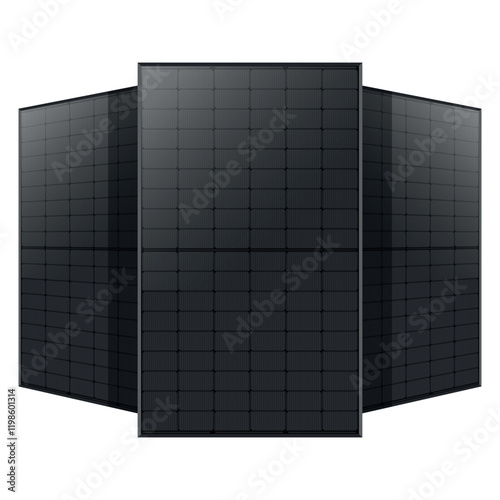 All Black Solar Panel Alternative Green Energy Power Source - Isolated white background - High Quality Vector Image - Free Sustainable energy