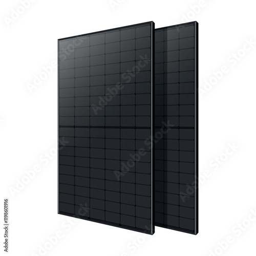 All Black Solar Panel Alternative Green Energy Power Source - Isolated white background - High Quality Vector Image - Free Sustainable energy