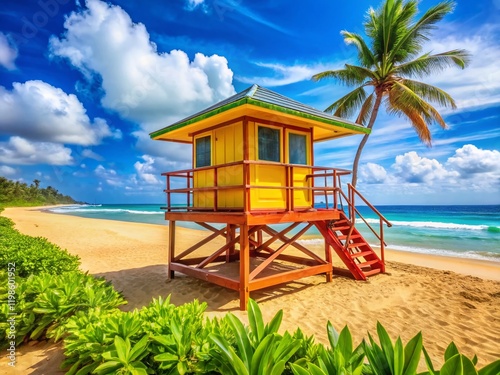 Kauai Lifeguard Station: Vibrant Beach Hut Architectural Photography