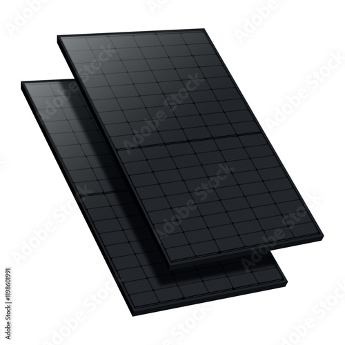 All Black Solar Panel Alternative Green Energy Power Source - Isolated white background - High Quality Vector Image - Free Sustainable energy