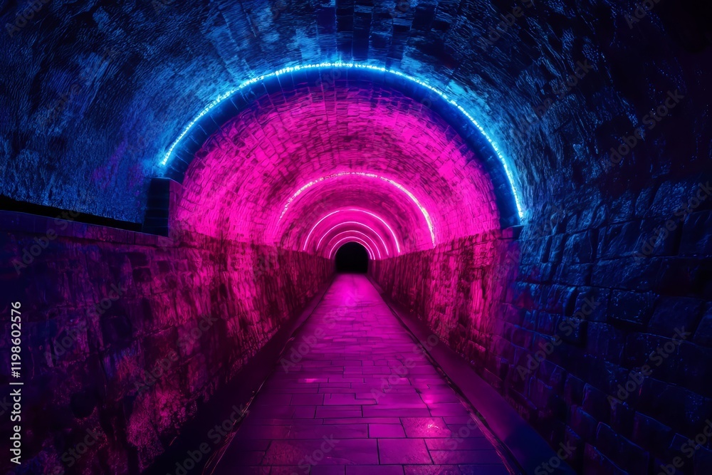 custom made wallpaper toronto digitalNeon Pink and Blue Illuminated Tunnel