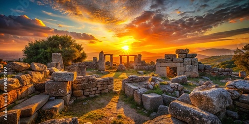 Ancient Ruins at Sunset: Rule of Thirds Composition photo