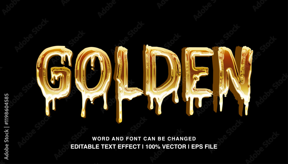 editable text effect golden melted sticky texture typeface