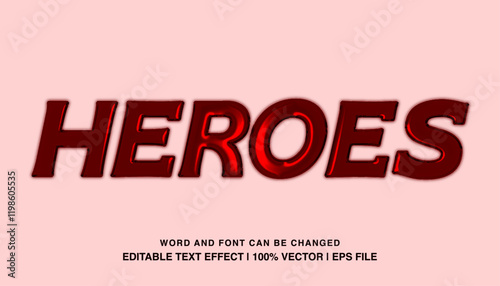 editable text effect heroes glossy