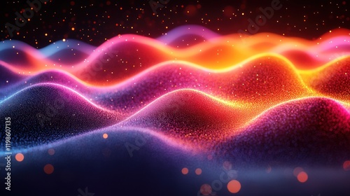 Abstract glowing waves, digital art, cosmic background, website header