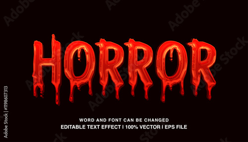 editable text effect horror red sticky texture typeface