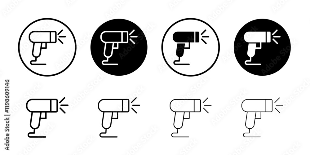 Barcode scanner icon black and white vector sign Barcode scanner icon black and white vector sign