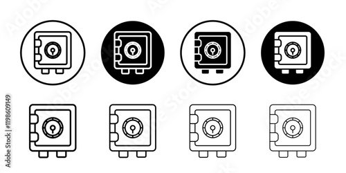 Bank vault icon black and white vector sign