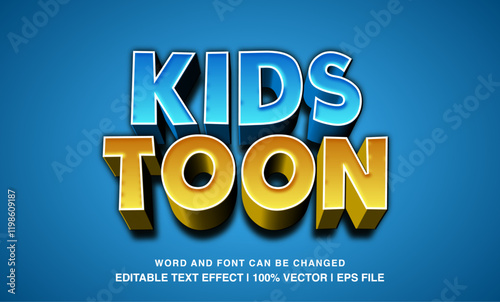 editable text effect kids toon 3d cartoon