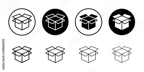 Box opened icon black and white vector sign