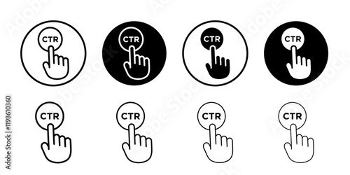 CTR icon black and white vector sign