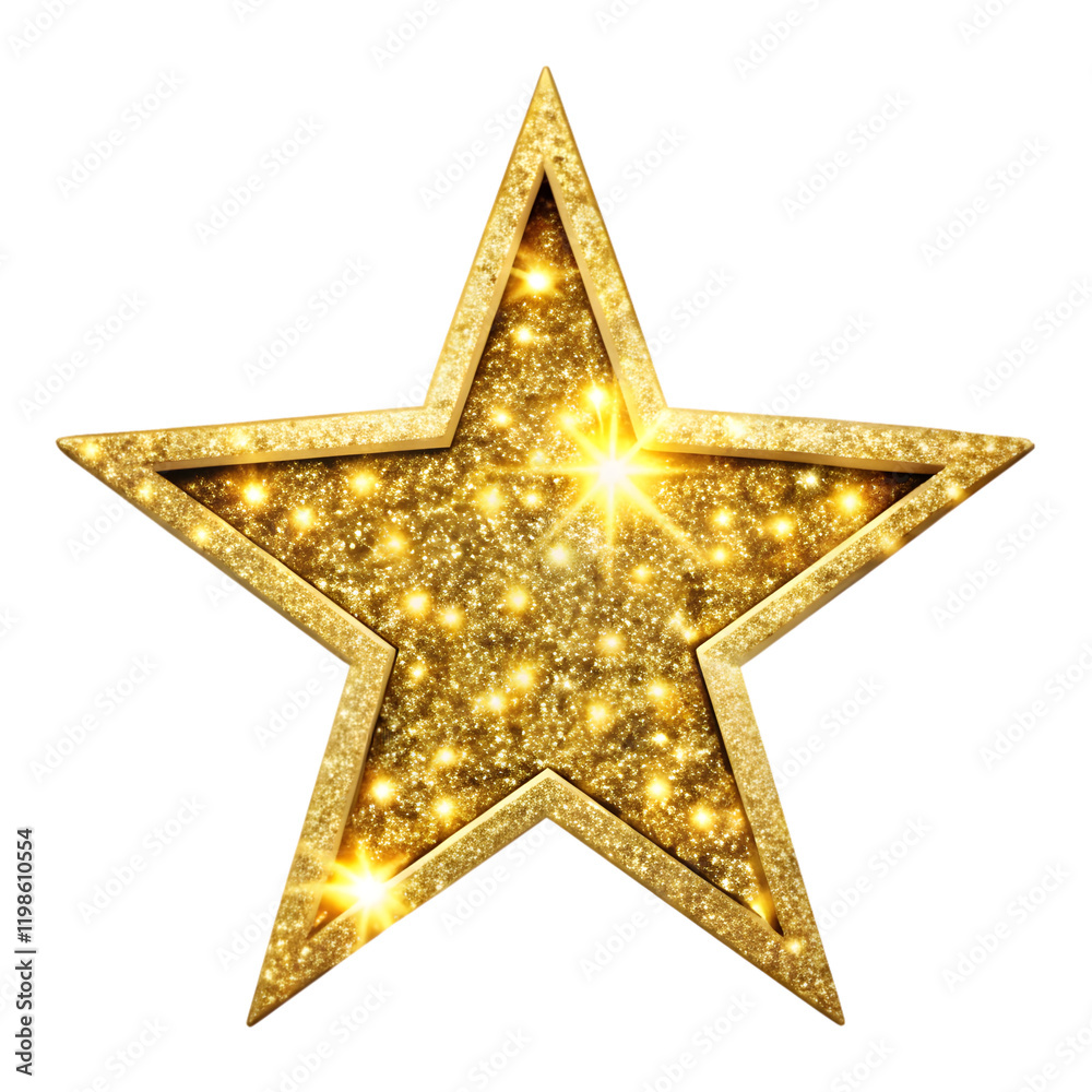 Fototapeta premium Glitter star isolated on transparent background