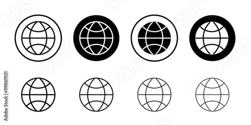 Globe icon black and white vector sign