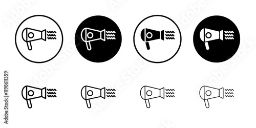 Hair dryer icon black and white vector sign