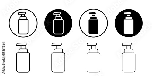 Hand sanitizer icon black and white vector sign