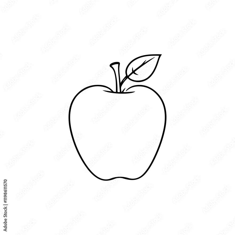 Apple Line Art. Minimalist Outline Vector Apple Line Art. Minimalist Outline Vector