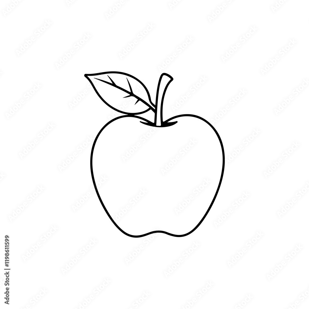 Apple Outline Vector. Simple and Minimalist Apple Outline Vector. Simple and Minimalist
