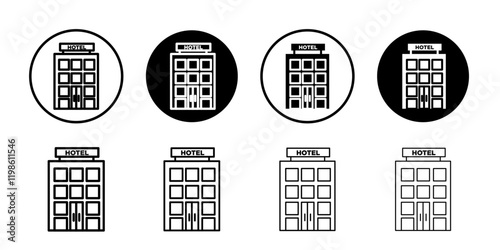 hotel icon black and white vector sign