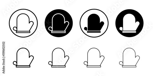 Oven mitt icon black and white vector sign