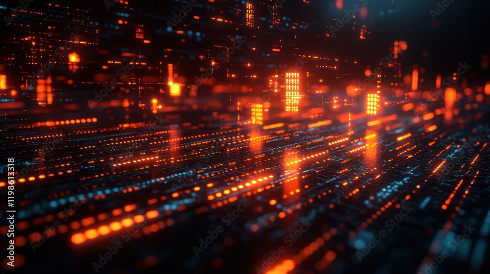 Obraz premium Digital Data Flowing Through Network, Abstract Background