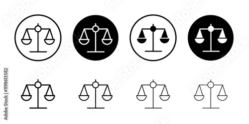 Scales of justice icon black and white vector sign