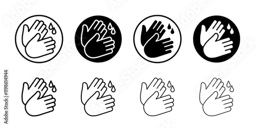 Wash hands icon black and white vector sign