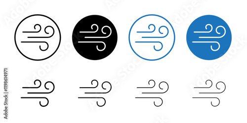 Windy icon black and white vector sign