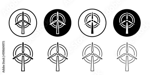Wind turbine icon black and white vector sign