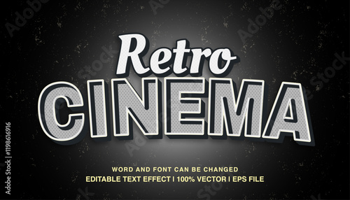 editable text effect retro cinema