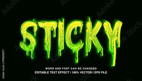 editable text effect sticky slime green