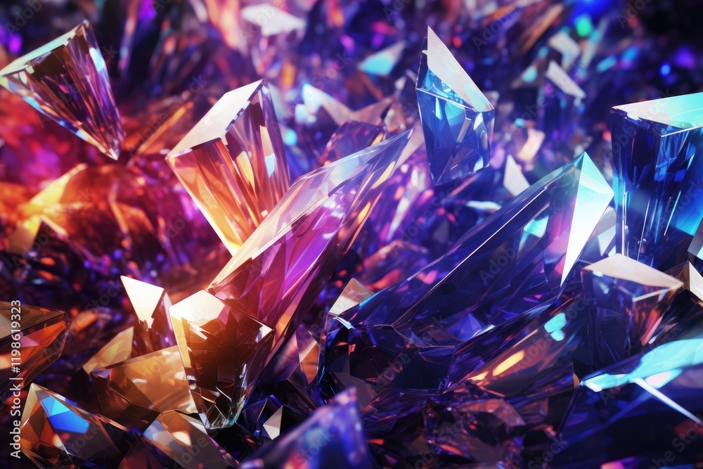 Visual exploration of an abstract background depicting luminous crystals surrounded by a colorful spark, creating a dynamic atmosphere suitable for artistic projects or digital designs Visual exploration of an abstract background depicting luminous crystals surrounded by a colorful spark, creating a dynamic atmosphere suitable for artistic projects or digital designs