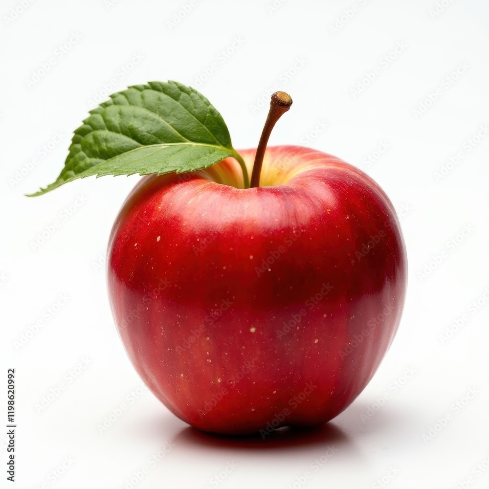 Fresh Red Apple with Green Leaf Healthy Fruit Vitamin C Dietary Fiber Nutrition Fresh Red Apple with Green Leaf Healthy Fruit Vitamin C Dietary Fiber Nutrition