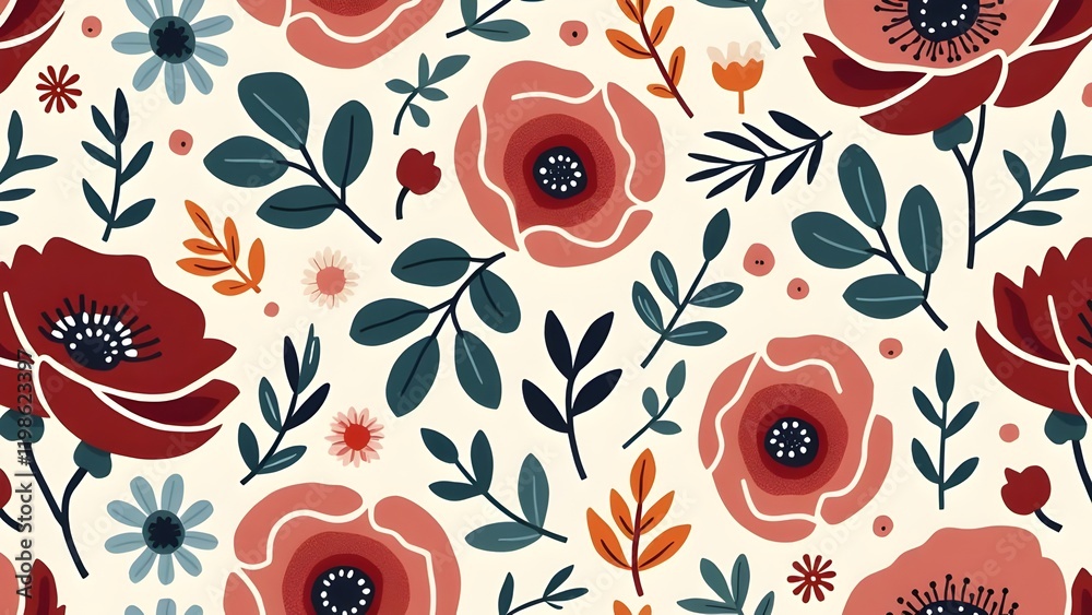 Chic Boho Floral and Geometric Seamless Pattern for Creative Applications Chic Boho Floral and Geometric Seamless Pattern for Creative Applications