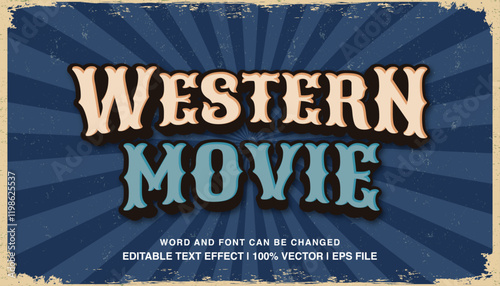editable text effect american cowboy vintage style