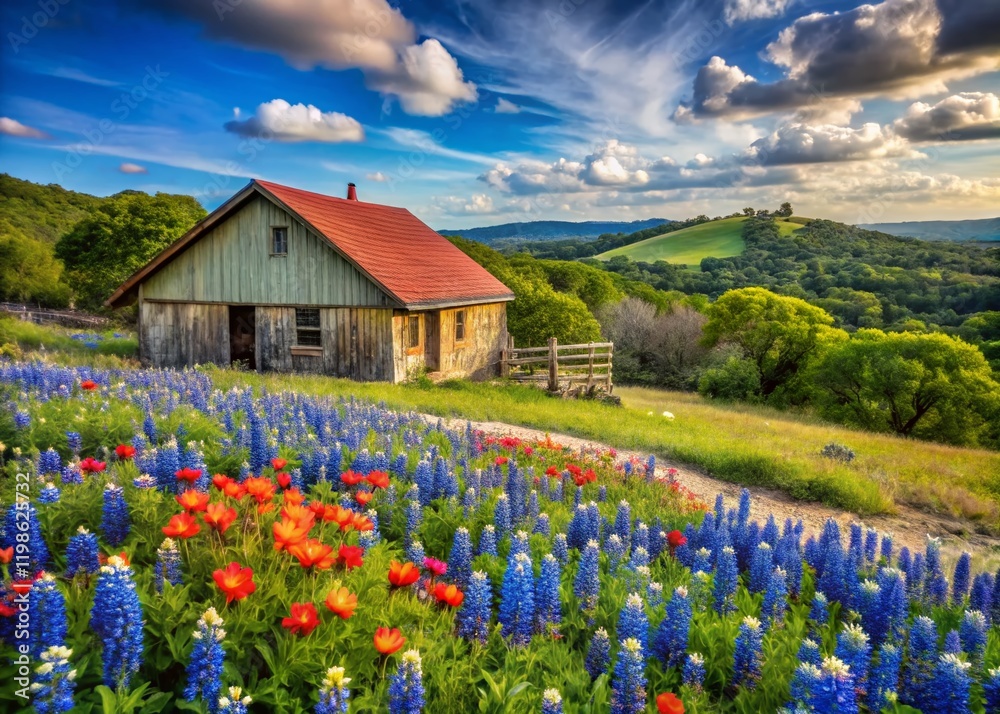 Candid Moments: Texas Hill Country Charm, USA - Peaceful Rural Scene Candid Moments: Texas Hill Country Charm, USA - Peaceful Rural Scene