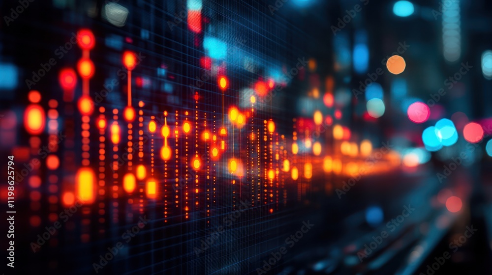 Fototapeta premium Cityscape Night Data Visualization