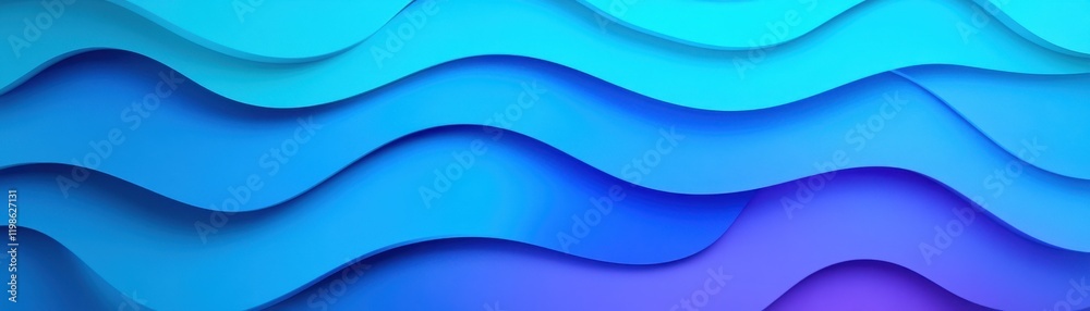 Fototapeta premium A vibrant abstract design featuring layered waves in shades of blue and purple, creating a modern and dynamic visual effect.